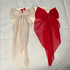 Elegant Red and Cream Hair Bows